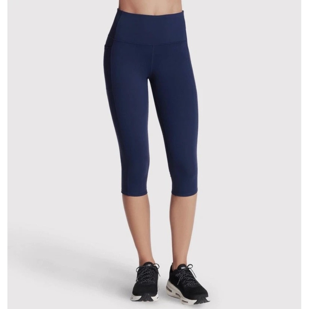Skechers Go Walk Capri Leggings Women High Waisted, Navy, Size Large, New